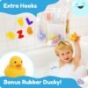 Original Tub Cubby Bath Toy Storage Organizer - 14"x20" Mesh Shower Caddy With Suction Cup & Adhesive Hooks, Toy Storage Net Organizer for Kids Bathroom Decor, Bedroom & More - with Extra Hooks
