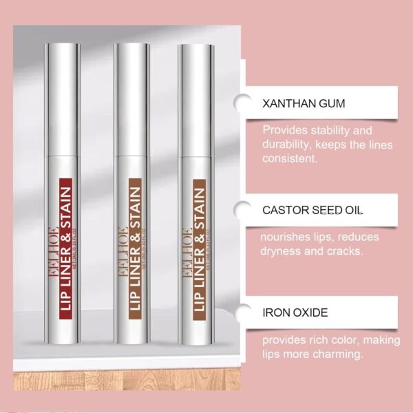 71vF03PebIL._SL1500_.jpg Peel Off Lip Stain Tattoo Set, 3 Colors Peel Off Lip Liner, Removable Lip Liner Set, Matte Finish Waterproof Lip Liner Pencil, Transfer-proof Peel Off Lip (3Colors/Set, B)