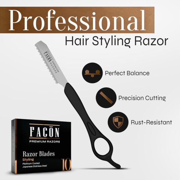71vNr-yhqL._SL1500_.jpg Facón Hair Razors for Cutting Hair - Professional Hair Styling Razor Kit with 11 Replacement Blades, Stainless Steel Hair Cutting Tool for Salon & Home, Premium Hair Thinning Texturizing Faether Razor