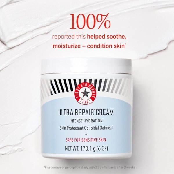 First Aid Beauty - Ultra Repair Cream, Intense Hydration Whipped Colloidal Oatmeal, Clinically Proven to Strengthen Skin Barrier in 7 Days & Helps Relieve Eczema, Luxury Face & Body Moisturizer, 6 oz