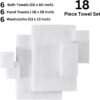 Casa Platino 100% Cotton Luxury Bathroom Towel Set - 18 Pcs - Super Soft, Fluffy & Highly Absorbent - 6 Large Bath Towels, 6 Washcloths, 6 Hand Towels - Complete Family Pack - White Bath Towel Set