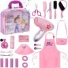 71vbLWAqfiL._AC_SL1500_.jpg Gifts2U Girls Beauty Salon Set, 23 Pcs Kids Beauty Salon Toy Kit Pretend Hair Styling Set for Girls with Blow Dryer, Barber Costume Apron, Scissors and Stylist Accessories