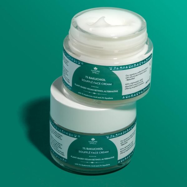 Nature Spell Natural Retinol Cream for Face 100ml – Reduces Appearance of Fine Lines – (Bakuchiol + Hyaluronic Acid) - Anti Wrinkle Face Cream – 100% Vegan Suitable for all Skin Types - Made in the UK