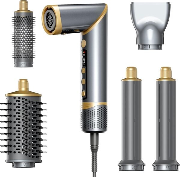 71vtHLyzmVL._AC_SL1500_.jpg Easywave Air Wrap Hair Styler: Flexible 5 in 1 Styling & Drying System, Professional Hot Air Brush Set for Fast Drying, Curling, Volumizing, Smoothing & Styling, Oval Brush, Concentrator