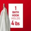 Command Large Double Bathroom Wall Hook, Damage Free Hanging Bath Hook with Adhesive Strip, Double Hook for Hanging Bath Towels, 1 Satin Nickel Colored Wall Hook and 1 Water-Resistant Command Strip