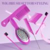 Wig Brush Comb Set, 6pcs Professional Styling Extension Brush Kit with Travel Size for Human and Synthetic Hair