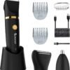Electric Groin Hair Trim Ball Trimmer for Men Body Shaver Below-The-Waist Groomer Nose Hair Trimmer Waterproof Cordless 3 in 1