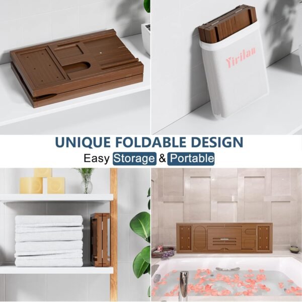 Yirilan Luxury Bathtub Tray Caddy, Expandable Bath Tray, Unique House Warming Gifts, New Home, Anniversary and Wedding Gifts for Couple, Bridal Shower Gift for Women