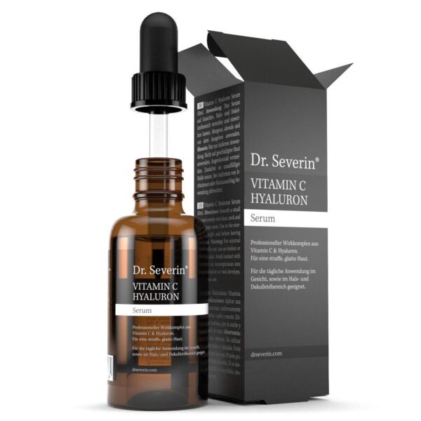 Dr. Severin® Vitamin C Hyaluronic Acid Serum. Holistic Serum with Hyaluronic Acid + Vitamin C. Highly Concentrated Hyaluronic Acid. Anti-Ageing Serum. Smoothes fine lines + wrinkles. Hydration Boost.