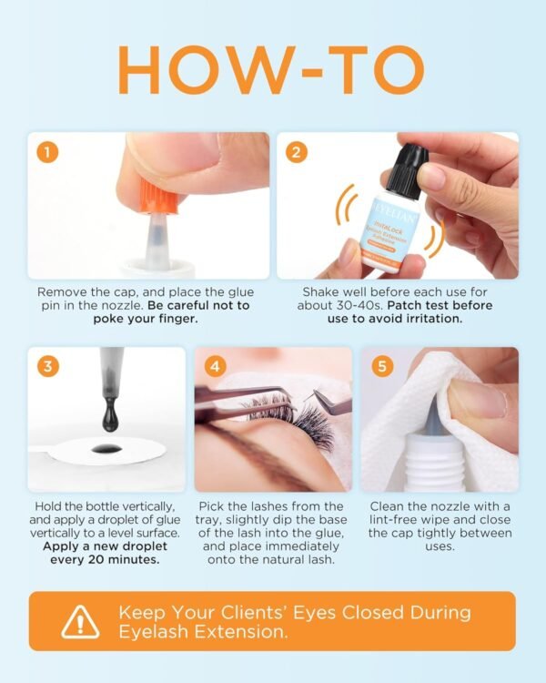 71wC845YziL._SL1500_.jpg BEYELIAN Eyelash Extension Glue 0.5-1 Sec Dry Sensitive Lash Extension Glue No Fume No Irritation Waterproof Long Lasting Strong Hold Semi Permanent Adhesive Professional Use Only 5ML (B01)