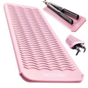 71wNKOgi73L._SL1500_.jpg ANGENIL Heat Resistant Silicone Flat Iron Mat Pouch, For Travel Dual Voltage Curling Iron Wand, Hair Straightener, Automatic Wireless Curlers, Crimper Hair Iron, Styling Tools, Curling Brush For Women