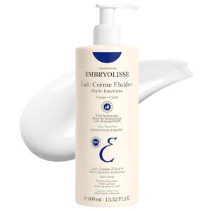 Embryolisse Lait-Crème Fluid+ Face & Body Cream, Multi-Use Lightweight Moisturizer with Shea Butter & Aloe Vera. Fast Absorbing, For All Skin Types
