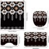 KOMLLEX 4Pcs Black Western Retro Shower Curtain Sets, Bath Mat and Toilet Lid Cover, Boho Southwestern Geometric Abstract Tribal Ethnic Bathroom Decor Set with Rugs and Accessories, 12 Pack Hooks