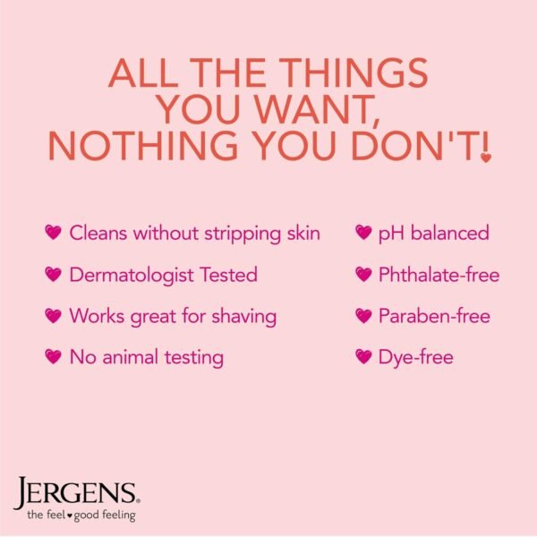 Jergens Softening Cherry Almond Body Wash, Daily Moisturizing Skin Cleanser, Infused with Cherry Almond Oil, pH Balanced, Paraben Free, Dye Free, , Dermatologist Tested, 22 oz (Packaging May Vary)