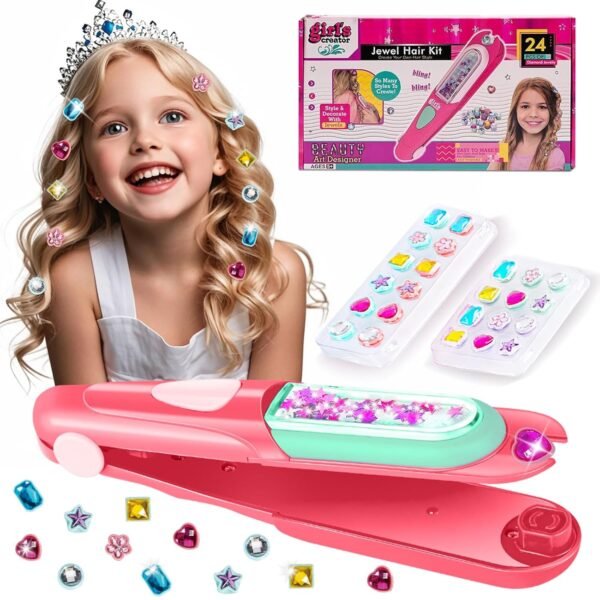 Hair Gem Stamper Kit, Bling Hair Jewels for Girls Toys, Hair Styling Tool with Reusable Shining Diamonds, Birthday Gifts Toys for Girls