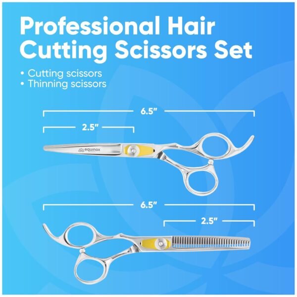 71weqCrebXL._SL1500_.jpg Equinox Professional Razor Edge Series Hair Cutting Scissors Set - Barber Hair Cutting & Thinning Shears/Texturizing Scissors Set - 6.5 Inches Hair Cutting Scissors Kit for Men/Women/Kids/Salon & Home