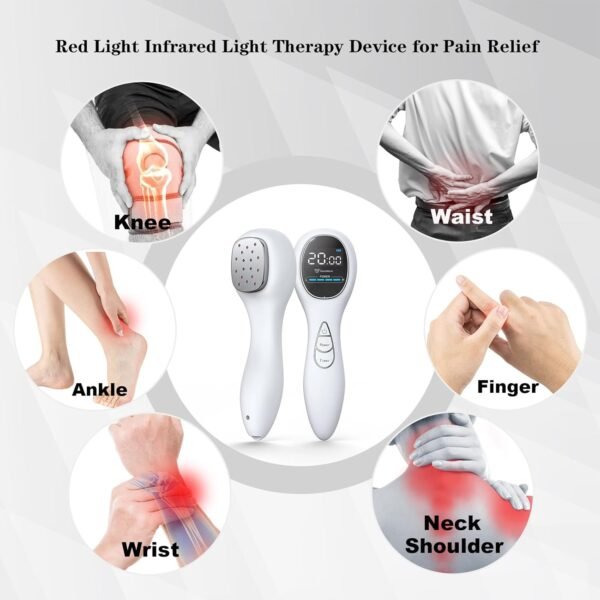 Red Light Therapy Device Wand for Body, Infrared Light Therapy Device for Joint and Muscle & Tissue Pain Relief, Portable Red Light Therapy Machine for Human/Pets (15X650nm +3x808nm)-White
