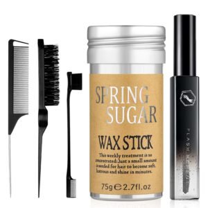 71wfNje67NL._SL1500_.jpg 5 Pcs Hair Wax Stick for Flyaways Edge Control Slick - Styling Tools Includes , Finishing , Comb, Gel for Fly Away for Women