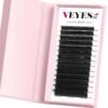 VEYES INC Cashmere Luxe Lashes - Tapered Tips Volume Lash Extension Trays B/C/CC/D/M/J Curl, 0.03-0.05, 8-17mm | Matte Black Professional Eyelash Supplies for Lash Techs (0.03 D 8-16mm)