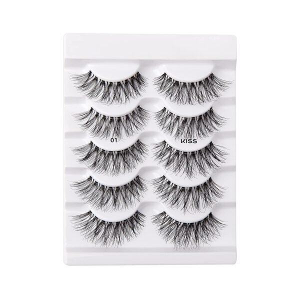 71wg8XMVNL._SL1500_.jpg KISS So Wispy, False Eyelashes, 'Style #01', 14 mm, Includes 5 Pairs Of Lashes, Contact Lens Friendly, Easy to Apply, Reusable Strip Lashes, Multipack