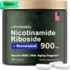 NMN Supplement Alternative, Liposomal Nicotinamide Riboside 900mg, NAD Nicotinamide Riboside Resveratrol, Quercetin, High Purity NAD Supplement for Anti-Aging, Energy, Focus(80 Capsules)