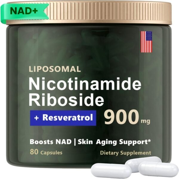 NMN Supplement Alternative, Liposomal Nicotinamide Riboside 900mg, NAD Nicotinamide Riboside Resveratrol, Quercetin, High Purity NAD Supplement for Anti-Aging, Energy, Focus(80 Capsules)