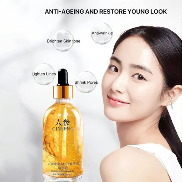 One Ginseng Per Bottle-Ginseng Gold Polypeptide Anti-Ageing Essence, Ginseng Polypeptide Anti-Ageing Essence, Ginseng Polypeptide Essence, Ginseng Serum Korean Anti Aging, Ginseng Anti Ageing, Ginseng Anti-Wrinkle Essence for Women