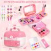 Auney 80 PCS Kids Makeup Kit for 5 6 7 8 Years Old, Unicorn Girls Toy for Little Girls Birthday, Princess Dolls Dress Up Toy for Performance Dance Show Role Play Party