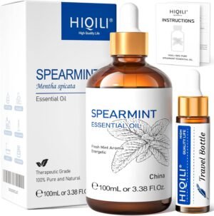 HIQILI 100ML Spearmint Oil for Skin Care, Facial, Can be Added to Lotions, Creams -100% Pure Natural Treatment Grade - 3.38 Fl Oz