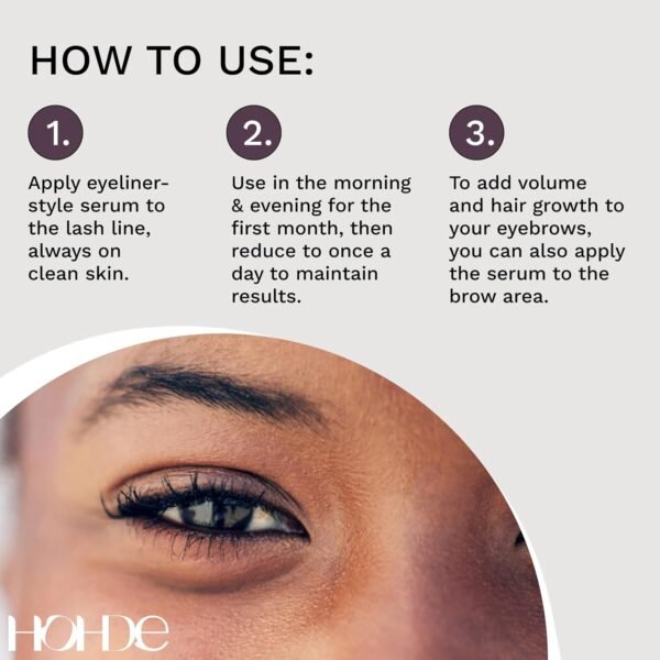 Natural Eyelash Enhancing Serum – Nourishing Lash & Brow Growth for Thicker, Fuller Lashes & Brows, Safe for Sensitive Eyes & Lash Extensions, 3ml