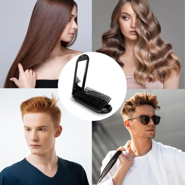 Travel Hair Brush with Mirror and Massage Comb - 2 Pack Foldable Compact Hair Styling Tools for Women and Men