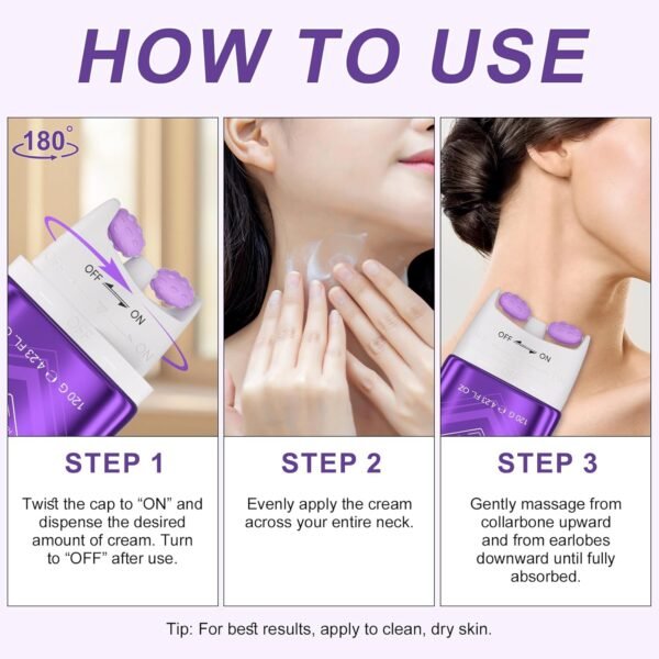 AH-8 Firming Neck Cream,Lifting Neck Firming Cream with Roller, Reduces Wrinkles Fine Lines And Double Chin, Moisturizes & Tightens Skin, Improves Elasticity, Anti-Aging