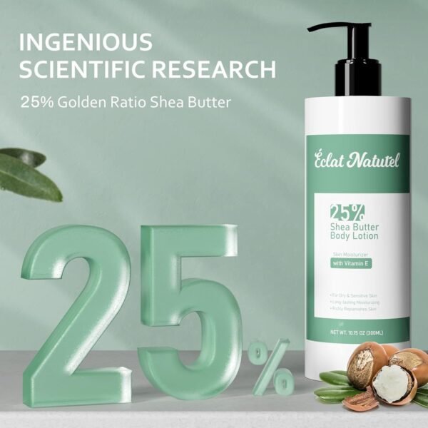 Body Lotion with 25% Shea Butter & Vitamin E, Body Moisturizer Pump Hand Lotion for Dry Skin, Deep Moisturizing Cream for Dry Hands, 10.15 Fl Oz