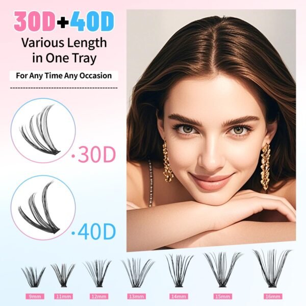 71xFYsFAMDL._SL1500_.jpg DIY Lash Extension Kit Volume Lash Clusters 30D+40D D Curl Individual 280 pcs Lashes Lash Clusters Kit Thick Eyelash Extension Kit Lash Bond Seal Lash Tweezers (30D&40D KIT)