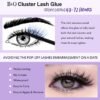 B&Qaugen Lash Cluster Glue 10ML Waterproof Cluster Lash Bond Waterproof for Eyelash Clusters Long Lasting DIY Lash Extension Strong Hold Eyelash Glue for Lash Extensions (Black,10ML)