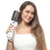 One Step Dryer & Volumizing Hot Air Brush, Blow Dryer, Ceramic Straightener, Curler & Hot Comb 4 in 1 Salon Ionic Hair Styling Tools, White