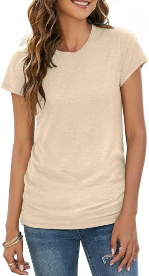 Sherosa Womens T Shirts Short Sleeve Crew Neck Shirts Basic Tee Tops Blouse