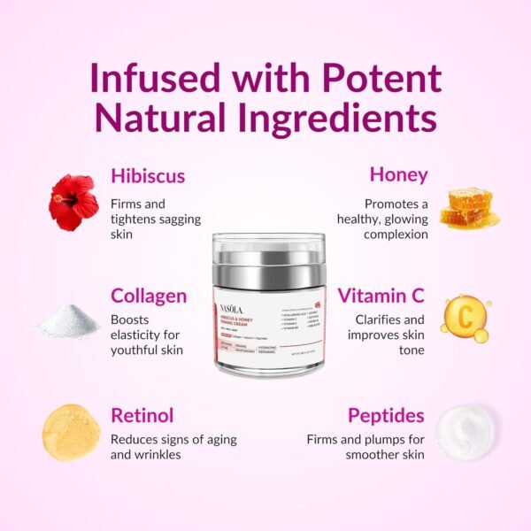 71xkak-lB0L._SL1500_.jpg Hibiscus and Honey Firming Cream, Neck Firming Cream, Skin Tightening Cream, Skin Firming and Tightening Lotion for Face and Body, Anti-Wrinkle Facial Moisturizer with Collagen, 1.85 Oz/55ml
