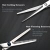 71xlmZOQZxL._AC_SL1500_.jpg Haircut Scissors Kit, 11 Pcs Professional Set - Haircut, Thinning Scissors, Neck Duster Brush, Comb, Barber Cape, Hair Clips, Hairdressing Shears for Barber and Home