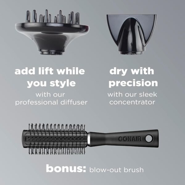 71xp2S5FlzL._AC_SL1500_.jpg INFINITIPRO by CONAIR Hair Dryer with Diffuser | Salon Performance AC Motor Blow Dryer | Includes Diffuser, Concentrator and Bonus Blow-Out Brush | Orange | Packaging May Vary