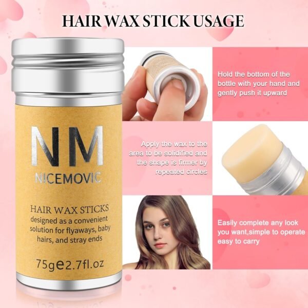 71xqWpOipoL._SL1500_.jpg Slick Back Hair Brush Wax Stick Set for Flyaways Stocking Stuffers for Kids Women Christmas/Birthday Gifts Hair Accessories for Women Girl Teen Girls Trendy Stuff, Hair Styling Tools Baby Hairs Gel