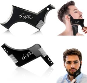 2PCS Men's Beard Shaping Styling Tool Set with Comb, 2025 Version Precision Edging for Jaw, Cheek & Neck Lines, Works with All Beard Razors & Trimmers (Large Size)
