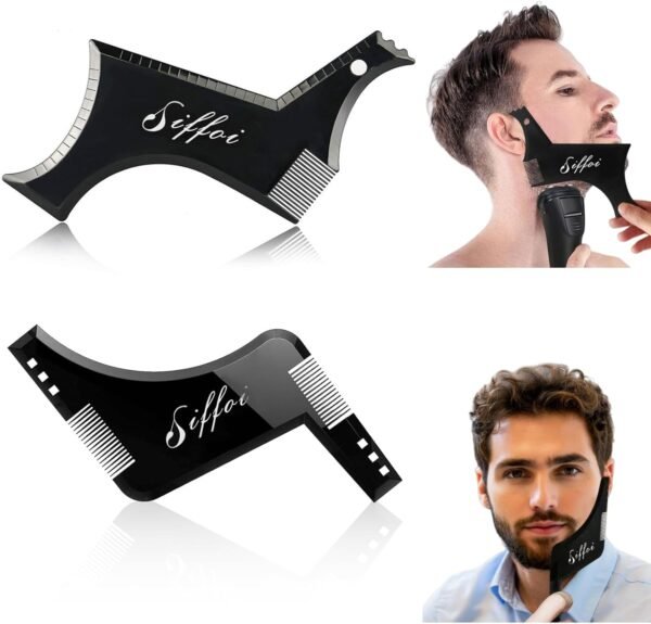 2PCS Men's Beard Shaping Styling Tool Set with Comb, 2025 Version Precision Edging for Jaw, Cheek & Neck Lines, Works with All Beard Razors & Trimmers (Large Size)