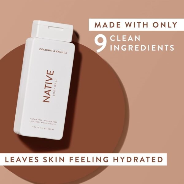 Native Body Wash Contains Naturally Derived Ingredients | For Women & Men, Sulfate, Paraben, & Dye Free Leaving Skin Soft and Hydrated | Coconut & Vanilla 18 oz - 2 Pk