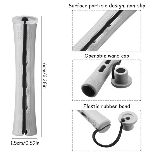 71y19VO11ZL._SL1500_.jpg WILLBOND 60 Pcs Perm Rods Natural Long Short Hair Perm Rods with Elastic Rubber Band Non Slip Plastic Perming Cold Wave Kit for Women Hairdressing Styling Tool(0.59 Inch,Gray)