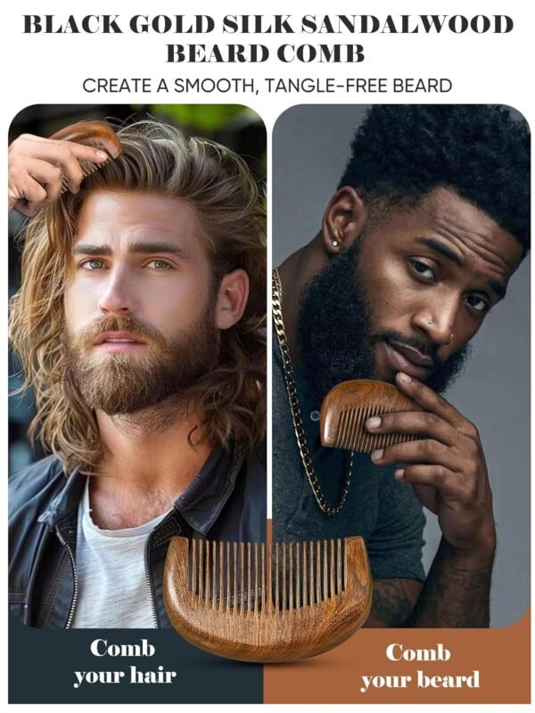 71y2EMbm8pL._SL1500_.jpg Beard Brush, Natural Boar Bristles Beard Brush for Men and Wooden Sandalwood Pocket Beard Comb Set, Facial Hair Grooming Kit with Mustache Scissors as a Styling Tool, Growth, Detangles, Shine