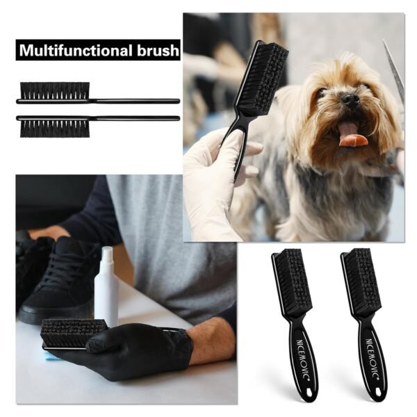 71y5naDBW3L._SL1500_.jpg NICEMOVIC Barber Clipper Brushes, 10 Pcs Plastic Handle Nylon Bristles Cleaning Brush, Multifunctional Cleaning Supplies for Hair Styling Tools, Kitchen Sink, Shoes (Black)