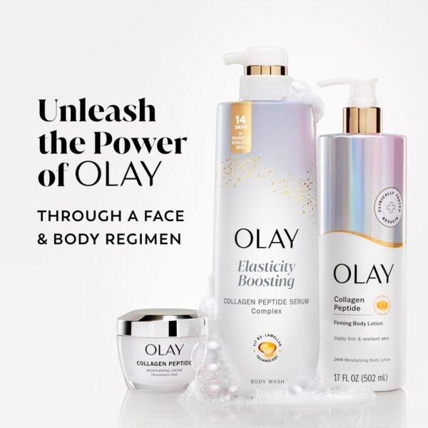 Olay Body Wash for Women, Elasticity Boosting, Collagen Peptide Serum Complex, Renews Moisture, Free of Parabens & Phthalates, Vitamin B3 Lameller Technology, For All Skin Types, 20 fl oz (Pack of 4)