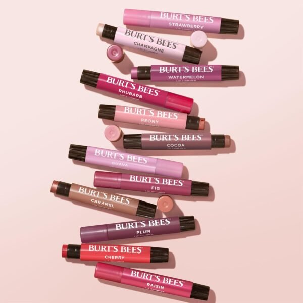 Burt's Bees Shimmer Lip Tint Set, Tinted Lip Balm Stick, Moisturizing for All Day Hydration with Natural Origin Glowy Pigmented Finish & Buildable Color, Guava (4-Pack)