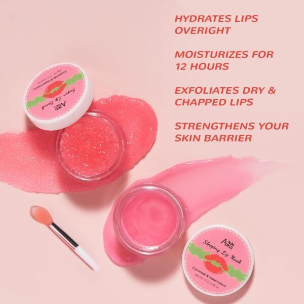 71ySe83CMVL._SL1500_.jpg Lip Mask Set, Lip Scrub & Lip Butter, Overnight Lip Treatment Set Enriched With Skin Softening Ceramide & Watermelon and Hydrating Shea Butter, For A Softer & Smoother Pout